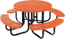 Heavy-Duty Portable Outdoor Picnic Table with Umbrella Hole, Punched Steel Commercial-Grade Patio Dining Furniture Made in America (46" Round Top, Orange) by CozyNest Decor