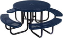 Coated Outdoor Furniture Heavy-Duty Portable Outdoor Picnic Table with Umbrella Hole, Punched Steel Commercial-Grade Patio Dining Furniture Made in America (46" Round Top, Textured Dark Blue) by GreenHaven Gardens