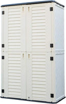 HOMSPARK Storage Shed Weather Resistance, Multi-Purpose Outdoor Storage Cabinet for Backyards and Patios, Vertical Storage Shed for Lawnmower, Patio Accessories (White 1, Tall - 53 cu.ft) by GreenHaven Gardens