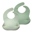 Moonkie Silicone Baby Bibs Set Of 2 | BPA Free Waterproof | Soft Flexible Adjustable Silicone Bibs for Babies & Toddlers(Frosted Mint/Celadon Green) by TinyTreasures Baby Boutique