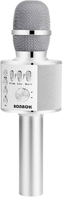 BONAOK Wireless Bluetooth Karaoke Microphone,3-in-1 Portable Handheld Mic Speaker for All Smartphones,Gifts for Kids Adults All Age Q37(Silver) by TinyTreasures Baby Boutique