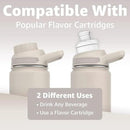 Chill Oasis Water Bottle | Compatible With Popular Flavor Cartridges | BPA Free, Leak Proof, Double-Walled Vacuum Insulated Stainless Steel, and Dishwasher Safe | Cold for 24 Hours (Beige, 22oz) by CozyNest Decor