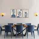 KAIRNE Boho Plant Wall Art Set of 3,Blue Bohemain Framed Canvas,Abstract Geometric Line Wall Painting,Modern Nature Prints,Botanical and Moon Wall Art for Living Room Bedroom Office - 3Pieces,16”X24” by CozyNest Decor