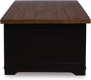 Signature Design by Ashley Wildenauer Farmhouse 2-Drawer Lift-Top Coffee Table with 2 Storage Bins Under Top and Casters, Light Brown & Black by CozyNest Decor