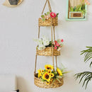 KINGWILLOW 3 Tier Hanging Fruit Basket, Handmade Natural Water Hyacinth Wall Vegetable Storage Baskets, Space Saver for Kitchen Organizing Plant Holder