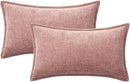 MIULEE Pack of 2 Couch Throw Pillow Covers 12x20 Inch Blush Pink Farmhouse Decorative Pillow Covers with Stitched Edge Soft Chenille Solid Dyed Spring Pillow Covers for Sofa Bed Living Room by CozyNest Decor