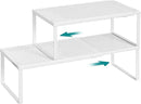 SONGMICS Spice Racks, Set of 2 Expandable Kitchen Countertop Shelves, Small Cupboard Organizers, Metal, Space-Saving Tabletop Shelves, Matte White UKCS402W01 by CozyNest Decor
