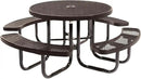 Heavy-Duty Portable Outdoor Picnic Table with Umbrella Hole, Expanded Metal Commercial-Grade Patio Dining Furniture Made in America (46" Round Top, Brown) by GreenHaven Gardens