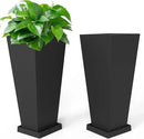 Tall Metal Planter 26" H - 2 Pack, Tall Planters with Removable Insert Shelve & Saucer Trays, Metal Outdoor Planters for Porch, Garden, Patio, Yard(Black) by CozyNest Decor