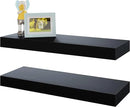 BAMEOS Floating Shelves, Black Wall Mounted Wooden Shelves with Invisible Brackets Set of 2, Hanging Wall Shelves Decoration for Bedroom, Bathroom, Living Room and Kitchen by CozyNest Decor