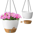 ZMTECH 12 Inch Hanging Planters for Indoor Outdoor Plants, 2 Pack Self Watering Hanging Plant Pots with Drainage Hole, Visual Reservoir, Plastic Flower Hanging Pots with Watering Lip (White) by CozyNest Decor