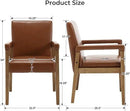 Mid Century Modern Dining Chairs Set of 2 Faux Leather Upholstered Living Room Side Chair, Kitchen Arm Chair with Solid Wood Legs for Home Kitchen & Restaurant, PU Brown by CozyNest Decor