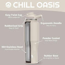 Chill Oasis Water Bottle | Compatible With Popular Flavor Cartridges | BPA Free, Leak Proof, Double-Walled Vacuum Insulated Stainless Steel, and Dishwasher Safe | Cold for 24 Hours (Beige, 32oz) by CozyNest Decor