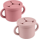 Snack Containers for Toddlers, Kids - 2 Pack Food Grade Silicone Snack Cups with Grip Handle (Blush/Mauve) by TinyTreasures Baby Boutique