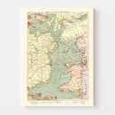 Vintage Map of the Irish Channel 1905