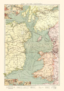 Vintage Map of the Irish Channel 1905