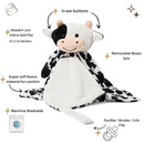 Love By Emi Baby Music Lovey Black & White Cow, Baby Sleep Soother for Crib & Cuddle Bedtime, White Noise with Heartbeat & Lullaby, Plush Sound Toy, Stuffed Animal for Newborns, Infants & Toddlers by TinyTreasures Baby Boutique