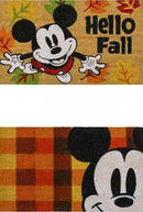 Gertmenian Disney Mouse Doormat Rug Front Door Coir Mat Welcome Home Indoor Outdoor Entryway Carpet, 2-Pack 20x34, Retro Mickey Hello Fall/Plaid by CozyNest Decor