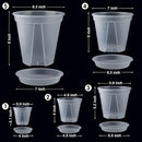 GREENPARA Transparent Plastic Garden Pots Planter with Saucer 4/5 /6/7 /8 inch Plant Pot Nursery Pots Drainage Hole for House Plants, Herb, Flowers, and Cactus with 10pcs Plant Labels, 5-Set by GreenHaven Gardens