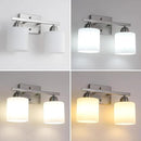 Stainless Steel Milk Glass Vanity Lights for Bathroom, 2 Light Brushed Nickel Bathroom Light Fixtures Over Mirror, Ceramic E26 Sockets Wall Mounted by CozyNest Decor