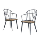 Industrial Inspired Indoor Dining Chair With Metal Legs And Birch (Set of 2) - Black / Natural