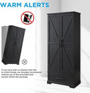 72" Farmhouse Kitchen Pantry Cabinet with Drawer, Tall Storage Cabinet with 2 Barn Doors and Shelves, Versatile Large Rustic Storage for Dining Room, Bathroom, Living Room, Black by CozyNest Decor