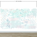 Pastel Botanical Nature Wallpaper Mural. Leafs and Flowers Design.