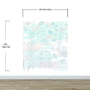 Pastel Botanical Nature Wallpaper Mural. Leafs and Flowers Design.