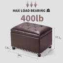 Joveco Leather Storage Ottoman Bench Rectangle 24 Inch Foot Rest Ottomans Stool for Living Room Bedroom(Brown) by CozyNest Decor
