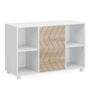 Large Mobile Lateral File Cabinet With 2 Drawers, Printer Stand & Storage Shelves, For Letter Size Files - White / Oak by HouseOfZazla