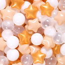 GOGOSO Ball Pit Balls with Starballs 100 - Crushproof Plasticballs for Babies Toddlers Kids Children for 1 2 3 4 5 Years Old,5 Colors,2.15inches, Beige Gold White Clear by TinyTreasures Baby Boutique