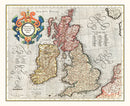 Vintage Map of England, Scotland & Ireland 1623