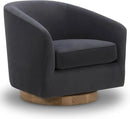 CHITA Swivel Accent Chair, FSC Certified Upholstered Velvet Barrel Chair for Living Room, Fully Assembled, Grey by CozyNest Decor