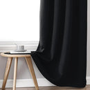 ChrisDowa 100% Blackout Curtains for Bedroom with Black Liner, 2 Thick Layers Total Blackout Thermal Insulated Grommet Small Window Curtains 2 Panels Set (Black, 42 x 45 Inch) by TinyTreasures Baby Boutique
