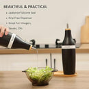 HOMCDALY Olive Oil and Vinegar Dispenser Set, Two 16oz Ceramic Oil Dispenser for Kitchen, Kitchen Dispenser Bottle for EVOO Vinegar Syrups, Modern Farmhouse Design| Set of 2 – Black by CozyNest Decor