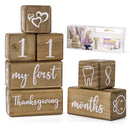 Baby Monthly Milestone Blocks for Boy or Girl, Milestones Age Photo Block Set for Baby Shower, Pregnancy Countdown, 7 Pcs by TinyTreasures Baby Boutique