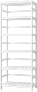 FOTOSOK 6-Tier Bamboo Shelf, Bamboo Bookcase with Adjustable Shelves, Free Standing Storage Shelf Unit, Plant Flower Stand for Bathroom, Kitchen, Home Office, White by CozyNest Decor