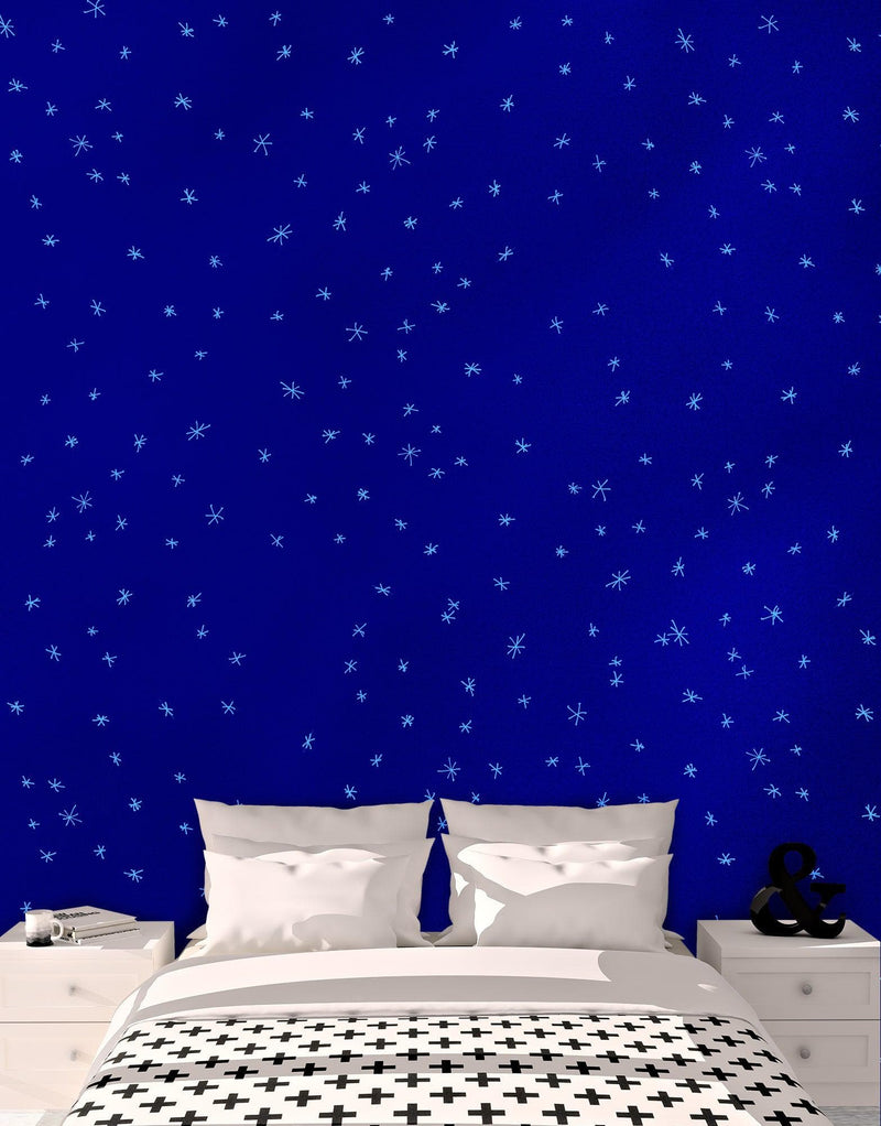 Starry Night on a Deep Blue Midnight Sky Wall Mural Decal.