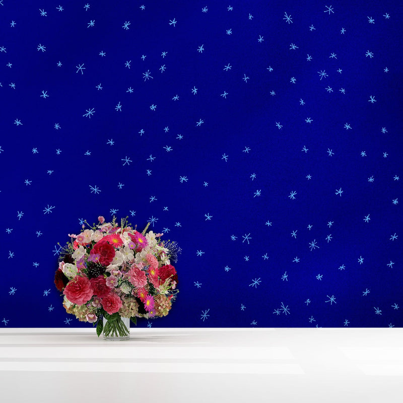 Starry Night on a Deep Blue Midnight Sky Wall Mural Decal.