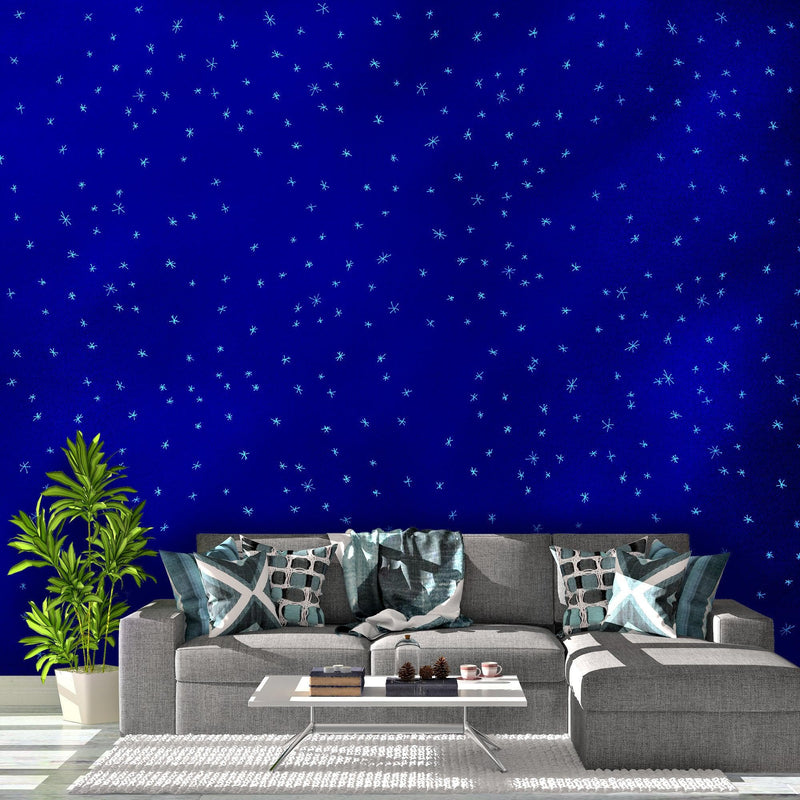 Starry Night on a Deep Blue Midnight Sky Wall Mural Decal.