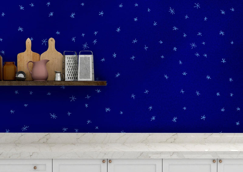 Starry Night on a Deep Blue Midnight Sky Wall Mural Decal.