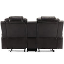 Home Theater Seating Manual Recliner Loveseat With Hide-Away Storage, Cup Holders And Led Light Strip For Living Room by HouseOfZazla