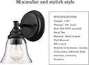 Moder 1-Light Black Wall Sconce Clear Glass Bell Shape Light Fixtures for Farmhouse, Bathroom, Living Room, Stairway Set of 2 by CozyNest Decor