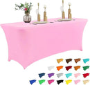 IVAPUPU 8FT Table Cloth for Rectangular Fitted Events Stretch Pink Table Covers Washable Cover Spandex Tablecloth Protector for Party, Wedding, Cocktail, Banquet, Festival by CozyNest Decor