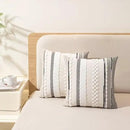 Boho Throw Pillow Covers 18x18 Set of 2 Farmhouse Decorative Cushion Case Striped Square Pillows Cover Chenille Pillow Cases Accent Neutral Pillowcase for Sofa Couch Bed,White by CozyNest Decor