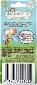 Jack N' Jill Tickle Tooth Sonic Electric Toothbrush Replacement Heads - Gentle Cleaning, Made for Tiny Teeth, LED Inspection Light, Extra Soft Bristles, for Babies & Kids - (1 Pack - Set of 2) by TinyTreasures Baby Boutique