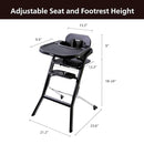 Unilove Grow with Me 2-in-1 Baby High Chair – Adjustable Toddler Chair with Baby Set, Removable Harness, One-Hand Seat & Footrest Adjustment, for Ages 6-60 Months - Truffle Black by TinyTreasures Baby Boutique