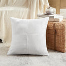 Fancy Homi 2 Packs Pure White Decorative Throw Pillow Covers 16x16 Inch for Living Room Couch Bed, Rustic Farmhouse Boho Home Decor, Soft Corss Patchwork Corduroy Textured Square Cushion Case 40x40 cm by CozyNest Decor