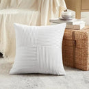 Fancy Homi 2 Packs White Big Decorative Throw Pillow Covers 24x24 Inch for Living Room Couch Bed, Rustic Farmhouse Boho Home Decor, Soft Corss Corduroy Patchwork Accent Square Cushion Case 60x60 cm by CozyNest Decor