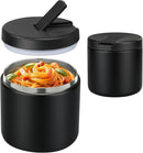 19oz Insulated Vacuum Food Jar with Buckle Lid Wide Mouth Soup Thermo for Hot Food Kids Leakproof Stainless Steel Lunch Container- Black-1Pack by TinyTreasures Baby Boutique